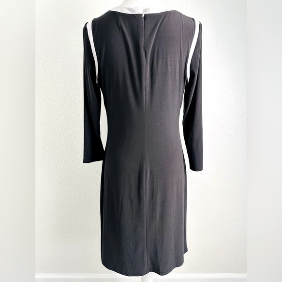 Ralph Lauren Long Sleeve Black and White Sheath Dress Size 10 - Picture 3 of 9